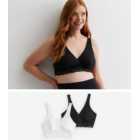 Maternity 2 Pack Black and White Lace Trim Sleep Bras