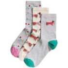 M&S Sausage Dog Sock in a Box, 3 Pack, Oatmeal