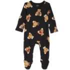 M&S Christmas Spencer Bear Sleepsuit, Newborn-3 Years, Charcoal
