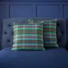 Dorma Brushed Cotton Maison Green Checked Continental Pillowcase Pair