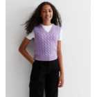 Girls Lilac Cable Knit Vest