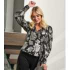 Finding Friday Silver Floral Wrap Blouse