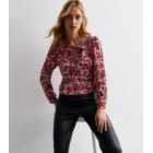 Urban Bliss Red Floral Tie Neck Long Sleeve Blouse