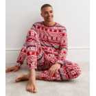 Red Soft Touch Christmas Family Pyjama Set with Fair Isle Pattern