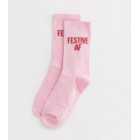 Pink Glitter Festive AF Christmas Socks
