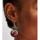 Silver Glitter Christmas Pudding Drop Earrings
