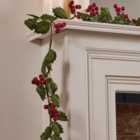 Cottage Berry and Holly Xmas Table Decoration Christmas Garland 280cm