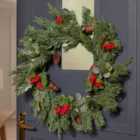 Giant Merry and Bright Eucalyptus and Berry Xmas Winter Christmas Wreath, Front Door Wreath, Home Decoration Wreath 60cm