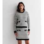 White Check Knit Long Sleeve Jumper
