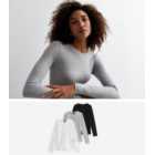 3 Pack Grey Black and White Jersey Long Sleeve Tops