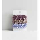 6 Pack Blue Lilac and Stone Satin Mini Scrunchies