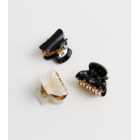 3 Pack Black Ditsy Mini Hair Claw Clips