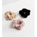 3 Pack Pink Textured Waffle Scrunchies