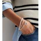 4 Pack Silver Padlock and Faux Pearl Chain Bracelets