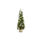 6' Colonial Fir Tree 200 Warm White LED Lights With 20 White Poinsettia & 16 Golden Berries In White Drum Base
