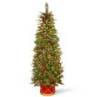 6' Colonial Fir Tree 200 Warm White LED Lights With 36 Red Berries,36 Pine Cones In Red Drum Base
