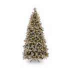 7' Liberty Pine Tree 450 Warm White LED Lights Medium Hinged Tree With Snow & 240 Pine Cones
