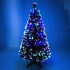Abaseen4FT Green Fibre Optic Artificial Christmas Tree, Xmas Tree with Color Changing Multicolor Fibre Optic for Indoor Decoration