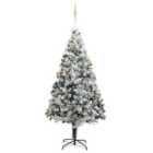 Berkfield Artificial Christmas Tree LEDs&Ball Set&Flocked Snow Green 300cm
