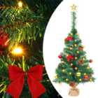 Berkfield Artificial Christmas Tree with Baubles and LEDs Green 64 cm