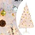 Berkfield Artificial Christmas Tree with Baubles and LEDs White 210 cm