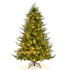 Costway 6FT Pre-Lit Artificial Christmas Tree Hinged Xmas Tree 8 LED Lighting Modes