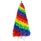 Costway 7FT Rainbow Artificial Christmas Tree Colorful Hinged Pine Xmas Holiday