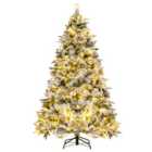 Costway 6FT Artificial Christmas Tree Flocked Xmas Tree W/ Pine Needles & 250 LED Lights