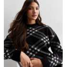 Black Check Print Relaxed Fit Jumper