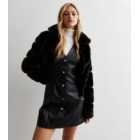 Gini London Black Faux Fur Zip Up Jacket