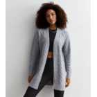 Pale Grey Cable Knit Longline Cardigan