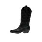 ONLY Black Leather-Look Block Heel Cowboy Boots