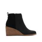 TOMS Black Leather Suede Wedge Heel Ankle Boots