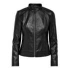 JDY Black Leather-Look High Neck Jacket