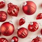 M&S Collection Red Glass Christmas Baubles 20 per pack