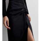 Black Jacquard Ruched Split Hem Midaxi Skirt