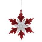 Red & White Glitter Snowflake Christmas Tree Decoration