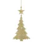 Gold Glitter Christmas Tree with Star Hanging Decoration