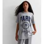 Girls Grey Paris Logo Oversized T-Shirt