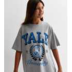 Girls Grey Yale Logo Oversized T-Shirt