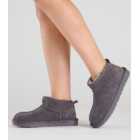 Loungeable Grey Real Sheepskin Slipper Boots