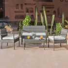 Furniture Box Zante 4 Seater Grey Rattan Outdoor Coffee Table and Sofa Set