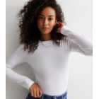 Tall White Ribbed Jersey Crew Neck Bodysuit