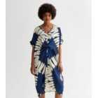 Blue Vanilla Navy Abstract Print Twist Front Midi Dress