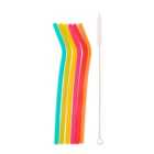 Nutmeg Home Silicone Straws With Cleaning Brush 6 per pack