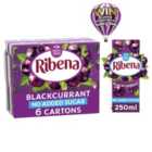 Ribena No Added Sugar Blackcurrant Juice Drink 6 X 250Ml 6 x 250ml