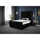 DS Living Lucinda Panel Luxury Velvet Upholstered Bed Frame Super King 6ft Noir