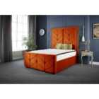 DS Living Milly Chevron Luxury Velvet Upholstered Bed Frame Small Double 4ft Burnt Orange