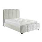DS Living Chloe Panel Luxury Crushed Velvet Upholstered Bed Frame Super King 6ft Bling Silver