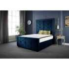 DS Living Milly Chevron Luxury Velvet Upholstered Bed Frame King 5ft Royal Blue